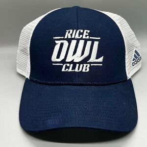 Rice Owl Club adidas Snap-Back Hat Unisex Navy/White Used Mesh‎ Trucker Cap NCAA